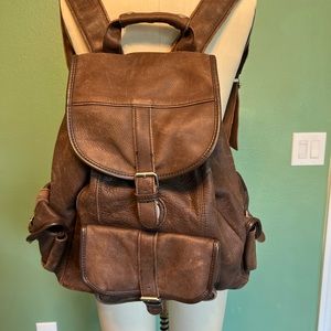 Leather adventurers backpack